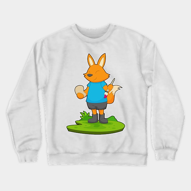 Fox Painting Paint brush Crewneck Sweatshirt by Markus Schnabel